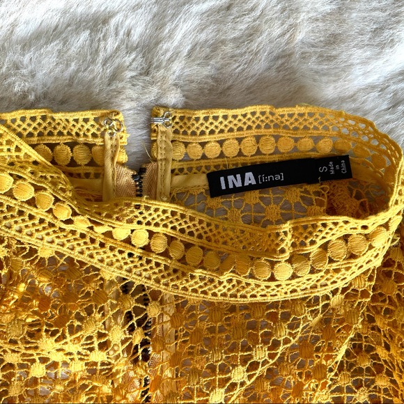 INA NWOT Size S Open-Stitched Yellow Top - Picture 7 of 7
